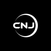 cnj brev logotyp design i illustration. vektor logotyp, kalligrafi mönster för logotyp, affisch, inbjudan, etc.