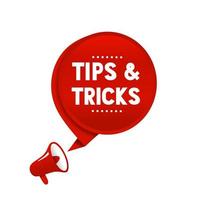 Banner Tipps und Tricks Rede Blase Symbol. Vektor Illustration auf Weiß Hintergrund.