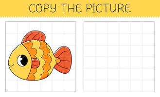 kopia de bild är ett pedagogisk spel för barn med guldfisk. söt tecknad serie fisk. vektor
