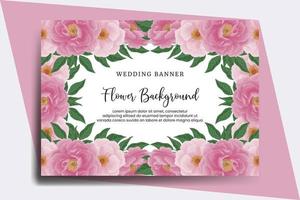 bröllop baner blomma bakgrund, digital vattenfärg hand dragen pion blomma design mall vektor