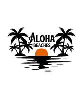 Aloha Blumen Aloha Strände Logo T-Shirt Design vektor