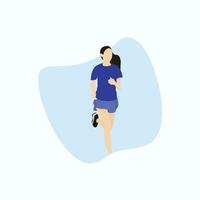Vektorillustration mit laufendem Mädchen im flachen Stil. Frau beim Training im Freien vektor