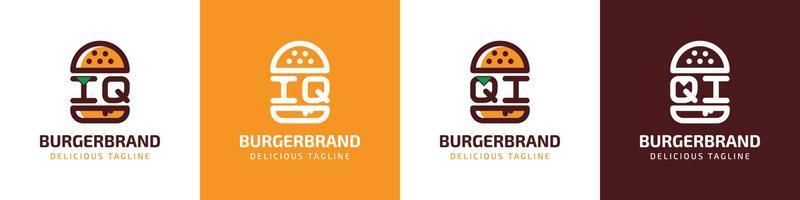 Brief iq und qi Burger Logo, geeignet zum irgendein Geschäft verbunden zu Burger mit iq oder qi Initialen. vektor