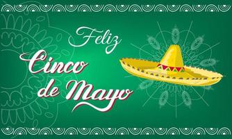 glücklich cinco de Mayonnaise, Gruß mit Sombrero, Beschriftung, Mandalas auf Mexikaner Festival vektor