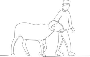 ein Junge Herden Kühe zum Opfern vektor