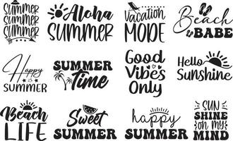 sommar utomhus- strand typografi design bunt vektor