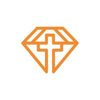Kreuz Kirche Diamant elegant Linie einfach Logo vektor
