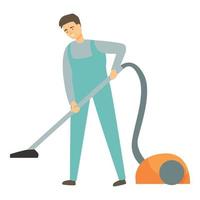 Mann verwenden Vakuum Reiniger Symbol Karikatur Vektor. Arbeit Haus vektor
