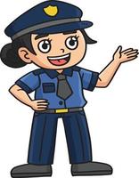 poliskvinna tecknad serie färgad ClipArt illustration vektor