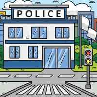 polis station färgad tecknad serie illustration vektor