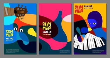 bunte Sommermusikfestival-Banner der Vektorillustration vektor