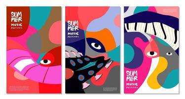 vektor illustration färgglada sommar musik festival banner