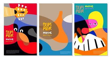 vektor illustration färgglada sommar musik festival banner