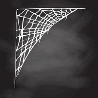 Halloween Dekor, Spinne Spinnennetz, Hand gezeichnet Vektor Illustration isoliert auf Tafel Hintergrund. Jahrgang, Gekritzel skizzieren.