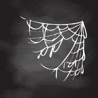 halloween dekor, Spindel spindelnät, hand dragen vektor illustration isolerat på svarta tavlan bakgrund. årgång, klotter skiss.