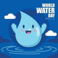 isoliert süß glücklich fallen von Wasser Charakter Welt Wasser Tag Vektor Illustration