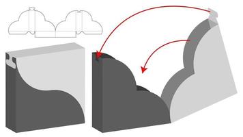 Box Verpackung gestanzte Vorlage Design. 3D-Modell vektor