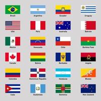 uppsättning av flaggor av annorlunda amerikan länder i platt stil. vektor
