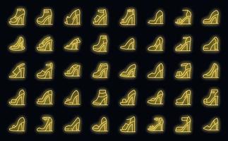hoch Absätze Frau Schuhe Symbole einstellen Vektor Neon-