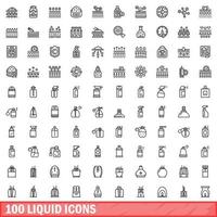 100 Flüssigkeit Symbole Satz, Gliederung Stil vektor