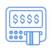 das Geldautomat Symbol repräsentiert ein Maschine Das verzichtet Kasse und erlaubt Kunden zu ausführen Bankwesen Transaktionen vektor