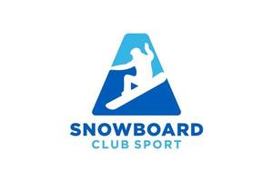 Vektor Initialen Brief ein mit Snowboard kreativ geometrisch modern Logo Design.
