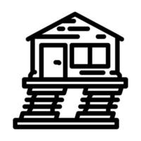 Haus schützen Erdbeben Linie Symbol Vektor Illustration