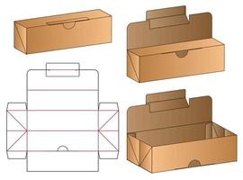 låda förpackning stansad mall design. 3d mock-up vektor