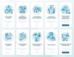 grüner Tourismus Onboarding Mobile App Seite Bildschirm mit Konzepten vektor