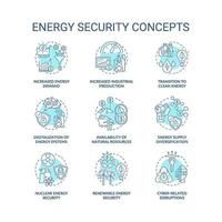 Symbole für das Energiesicherheitskonzept festgelegt vektor