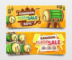 Orange Ramadan Verkauf Banner mit Hand gezeichnet Wanzen Illustration vektor