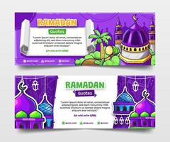 lila ramadan Citat banderoller med hand dragen moskéer illustration vektor
