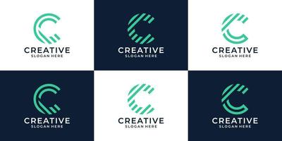 Sammlung von Initiale Brief c Logo Design mit Linie Stil Design Grafik Vektor Illustration. Symbol, Symbol, kreativ.