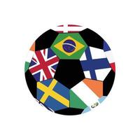 Fußball Ball mit Flaggen isoliert auf Weiß Hintergrund vektor