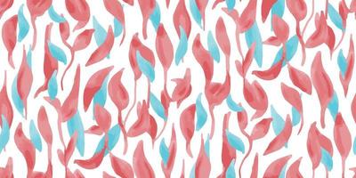 nahtlos Muster mit rot Blau Sanft Blatt Hintergrund Hintergrund zum Textil- Jahrgang retro Stoff Aquarell Design vektor