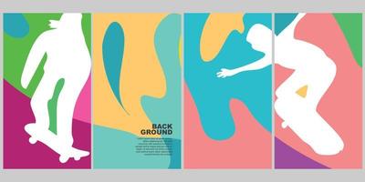 Skateboard Sommer- Farbe Pop Vertikale Hintergrund einstellen zum Poster Sozial Medien vektor