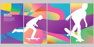 Hintergrund einstellen Skateboard Sommer- Farbe Pop Vertikale Gradient vektor