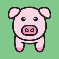 süß Bauernhof Tier Schwein im Grün Hintergrund Symbol Vektor