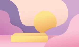 Kurve Hintergrund 3d Rendering Podium Plattform Form lila Pastell. 3D-Bühnenpodestprodukt auf modernem 3D-Hintergrund vektor