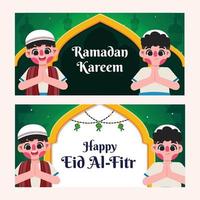 platt eid al-fitr firande horisontell baner mall vektor