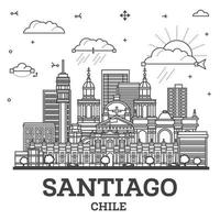 Gliederung Santiago Chile Stadt Horizont mit modern und historisch Gebäude isoliert auf Weiß. Santiago Stadtbild mit Sehenswürdigkeiten. vektor