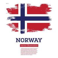 Norge flagga med borsta slag. oberoende dag. vektor