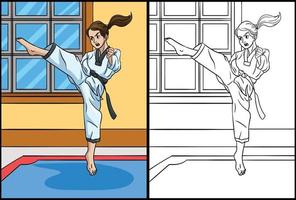 taekwondo färg sida färgad illustration vektor