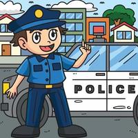 Polizei Offizier farbig Karikatur Illustration vektor
