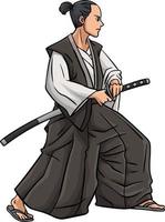 Samurai Schwert Karikatur farbig Clip Art Illustration vektor