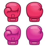 tecknad serie rosa boxning handske ikon för flicka och kvinna, främre och tillbaka. isolerat vektor illustration.