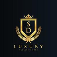 sd Brief Initiale mit königlich Luxus Logo Vorlage vektor
