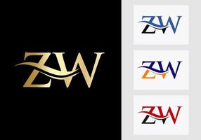 Initiale Monogramm Brief zw Logo Design. zw Logo Vorlage vektor