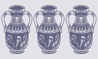 schwarz und Weiß uralt griechisch Amphora Vektor Illustration