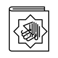 quran bok med översättning al quran al karim islamic översikt ikon vektor illustration